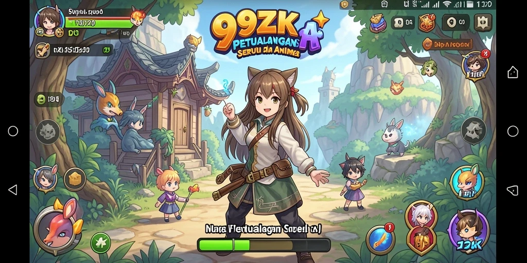 Screenshot utama 99ZK menampilkan aksi seru dalam dunia Anime.