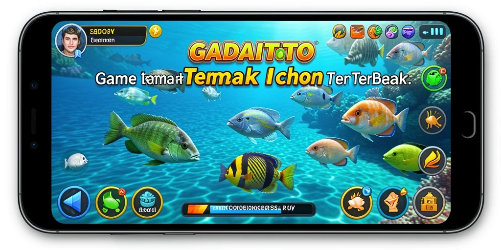 Screenshot utama GADAITOTO menunjukkan aksi seru dalam menangkap ikan.