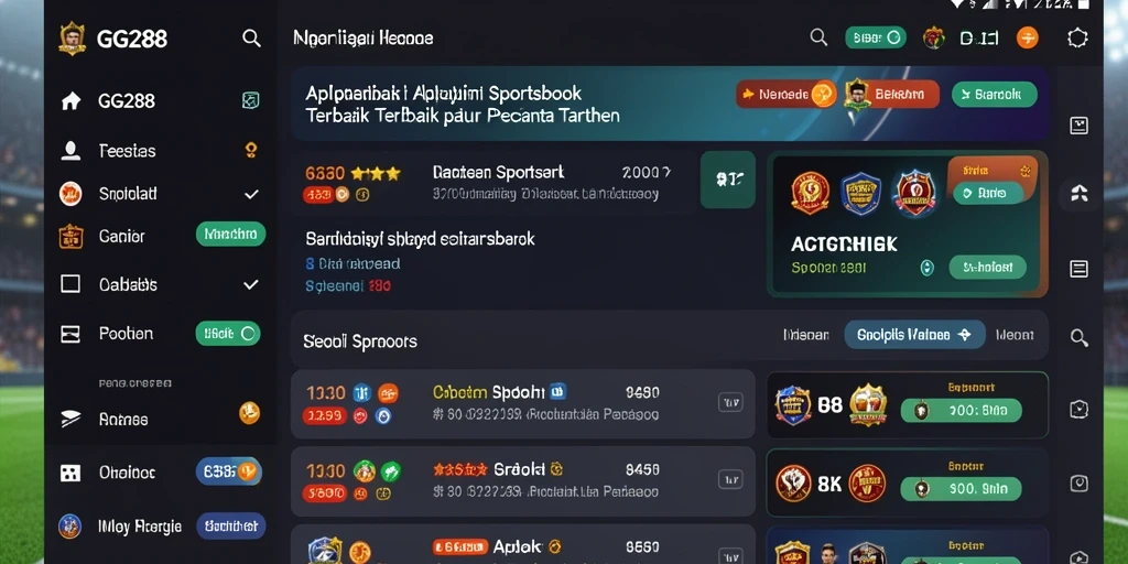 Tampilan utama GG288 dengan berbagai pilihan taruhan olahraga.