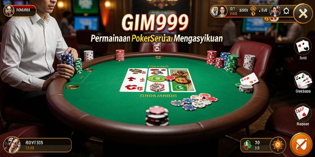 Tampilan menarik dari gameplay GIM999 dengan pemain yang bersaing di meja poker.