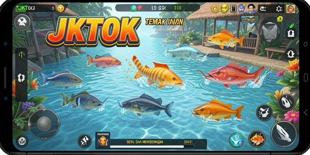 Screenshot gameplay JKTOK menampilkan aksi seru Tembak Ikan.