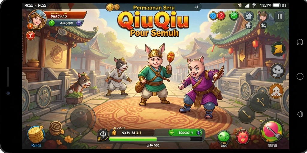Screenshot RK55 menampilkan suasana seru permainan QiuQiu.