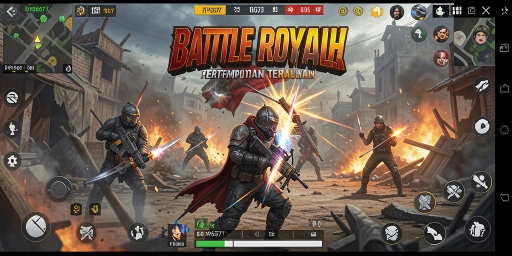 Gameplay intens di medan perang Battle Royale RP6677.